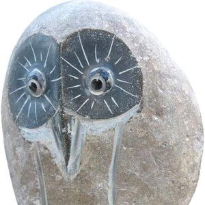 Stone 6" Boulder Owl Indoor or Outdoor Statue